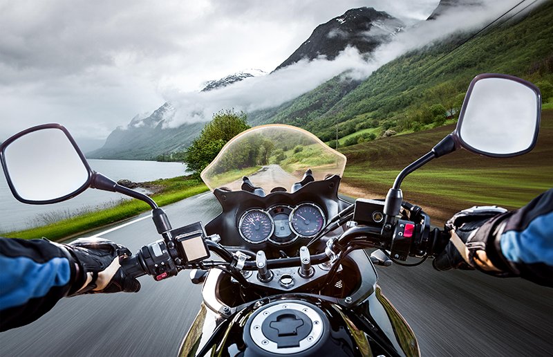 Motorcyclist in wet conditions